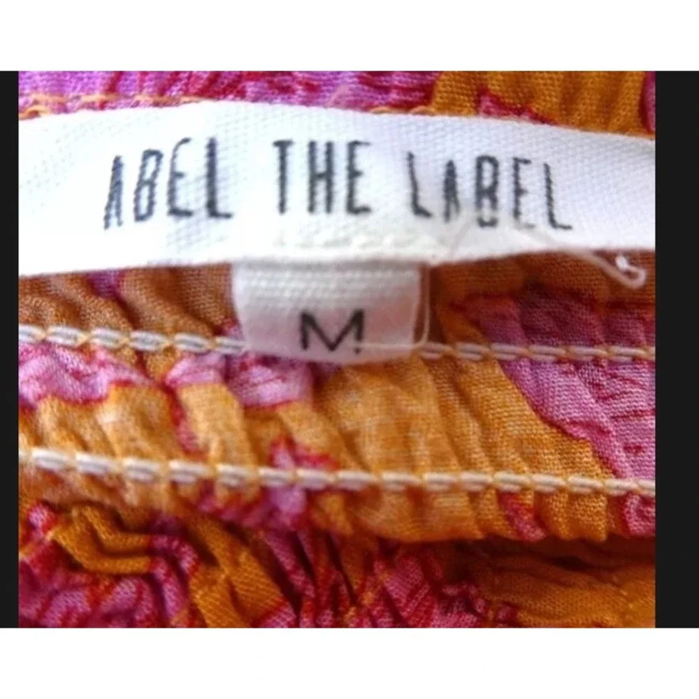Abel The Label ATL‎ Strapless Tiered Maxi Dress Smocked Bodice Floral Hippie